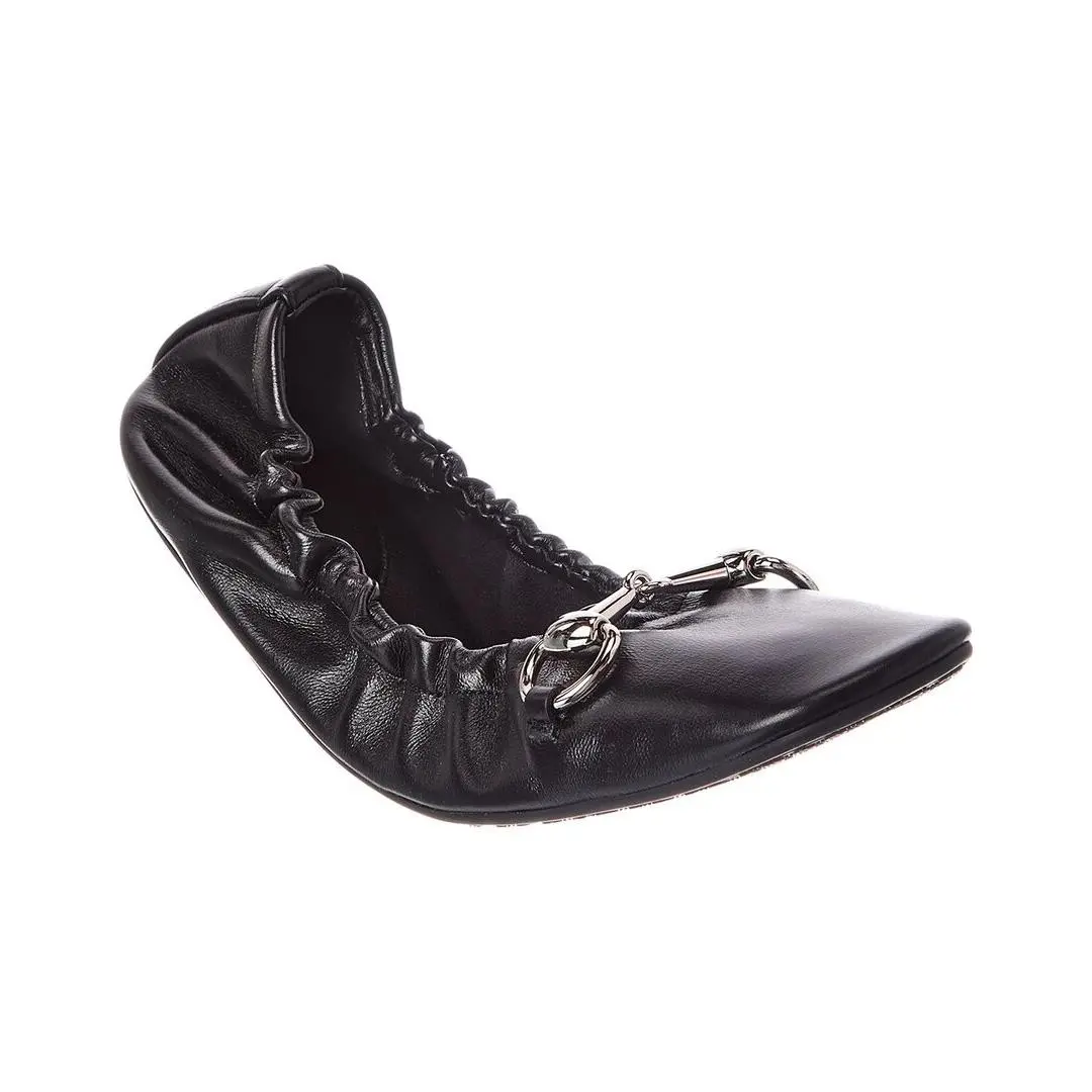 Gucci Prima Leather Ballet Flat Women`s Black 36.5