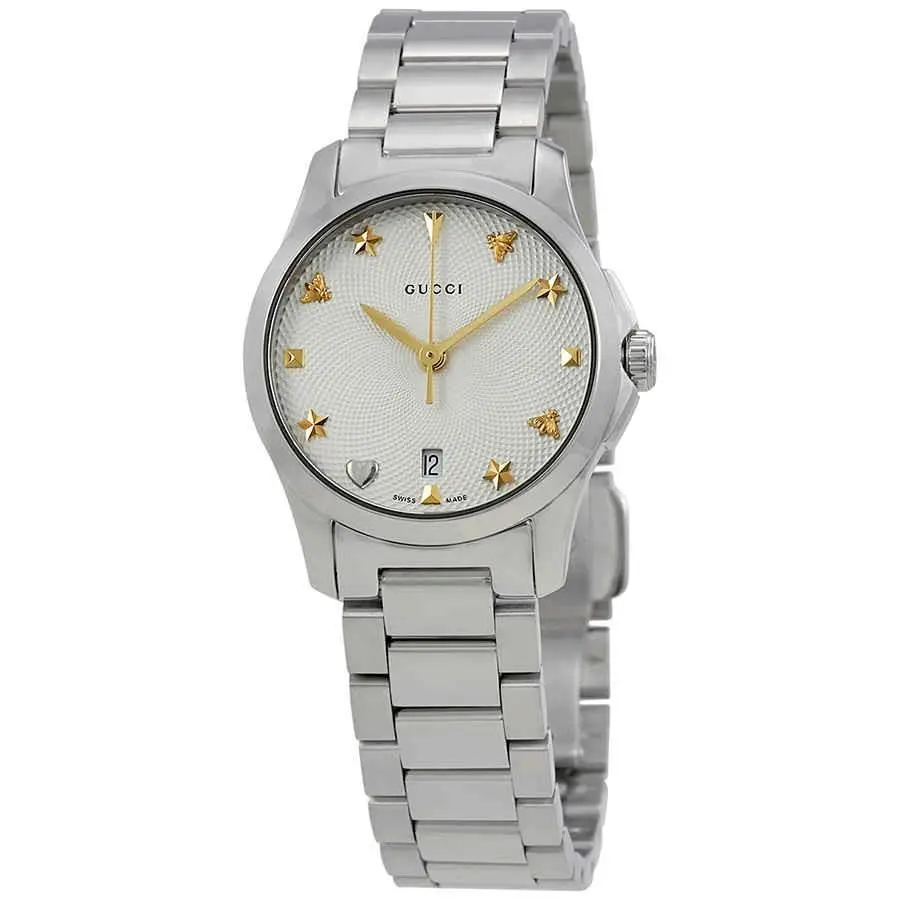 G-timeless Silver Dial Stainless Steel Ladies Watch YA126572 by Gucci