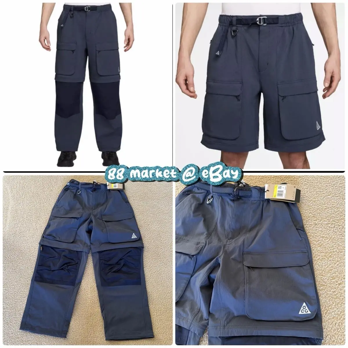 Nike Acg Smith Summit 2in1 Cordura Pants Shorts Blue HV0591 437 Men`s Size Small