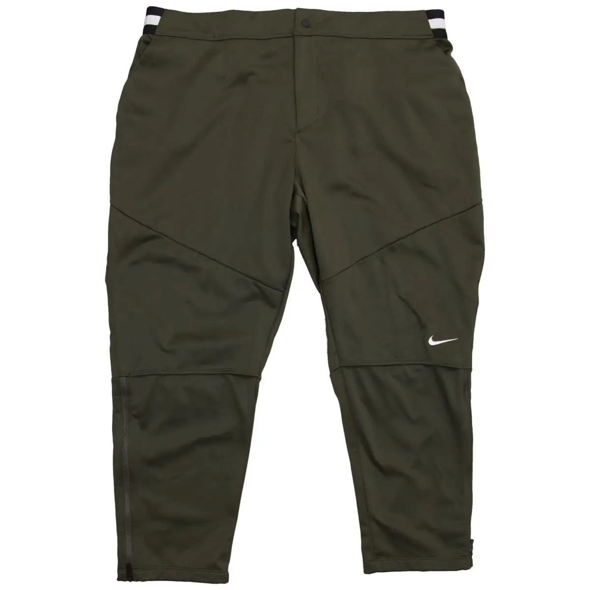 Nike Mens 2XL Sweatpants Olive Green Athletic Performance Pants Zipper Pockets