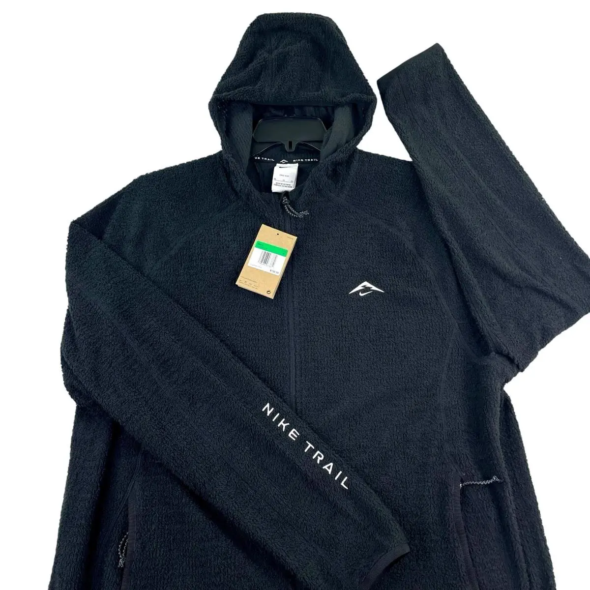 Nike Trail Dri-fit Fleece Running Jacket Men XL Black Full Zip Hooded HV2664-010