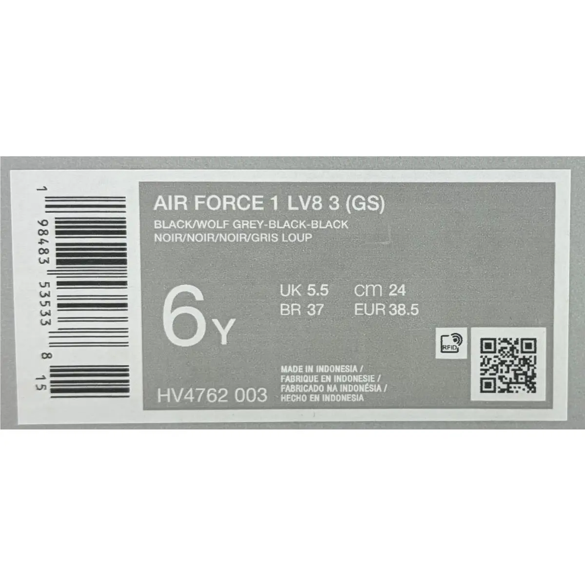Nike shoes - Air Force 1 LV8 3 (GS) - HV4762 003 - Black/Wolf Grey (UPC: 198483535338) 13