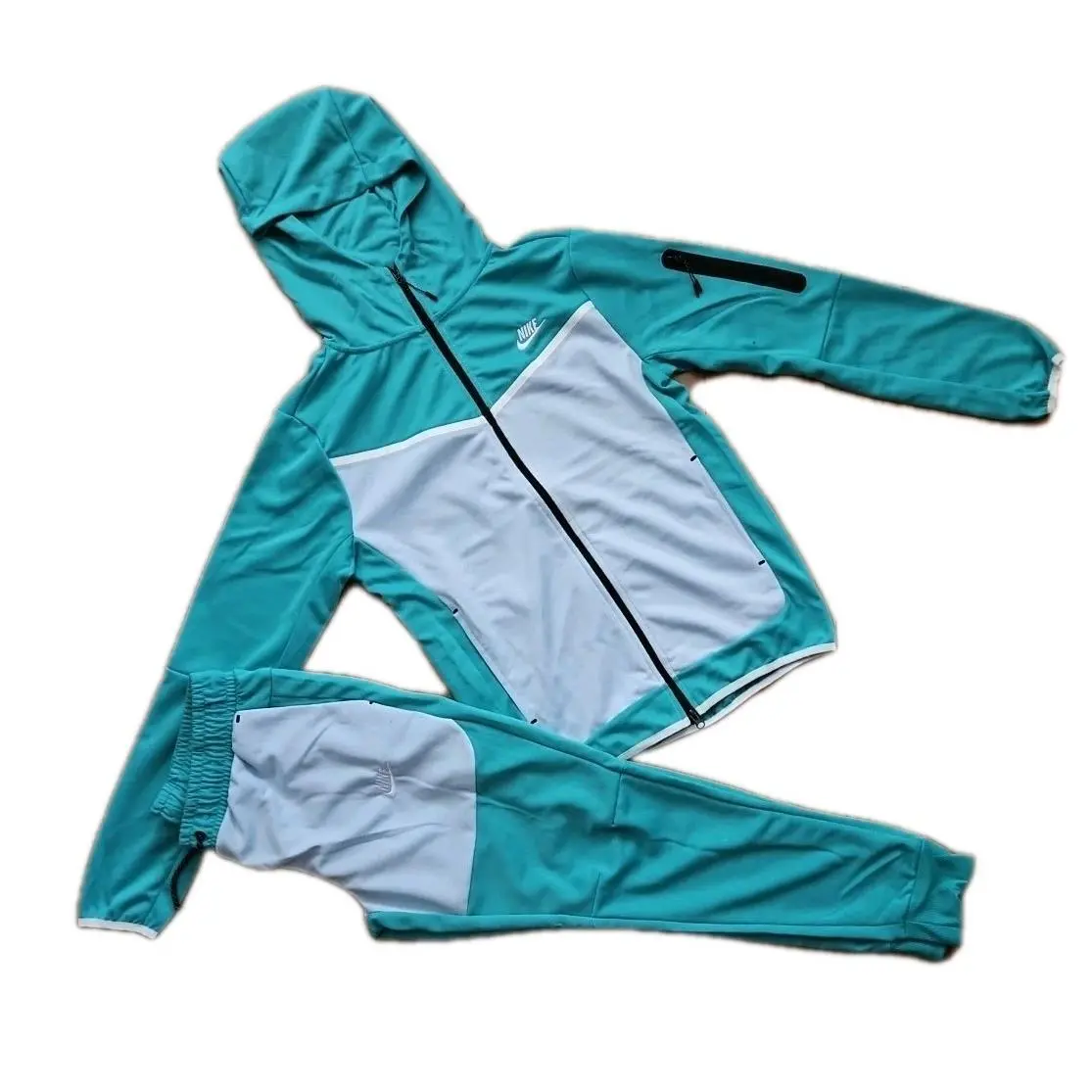 Tech Cotton Sweat Suit Hoodie Joggers Men`s Aqua/sky Medium by Nike