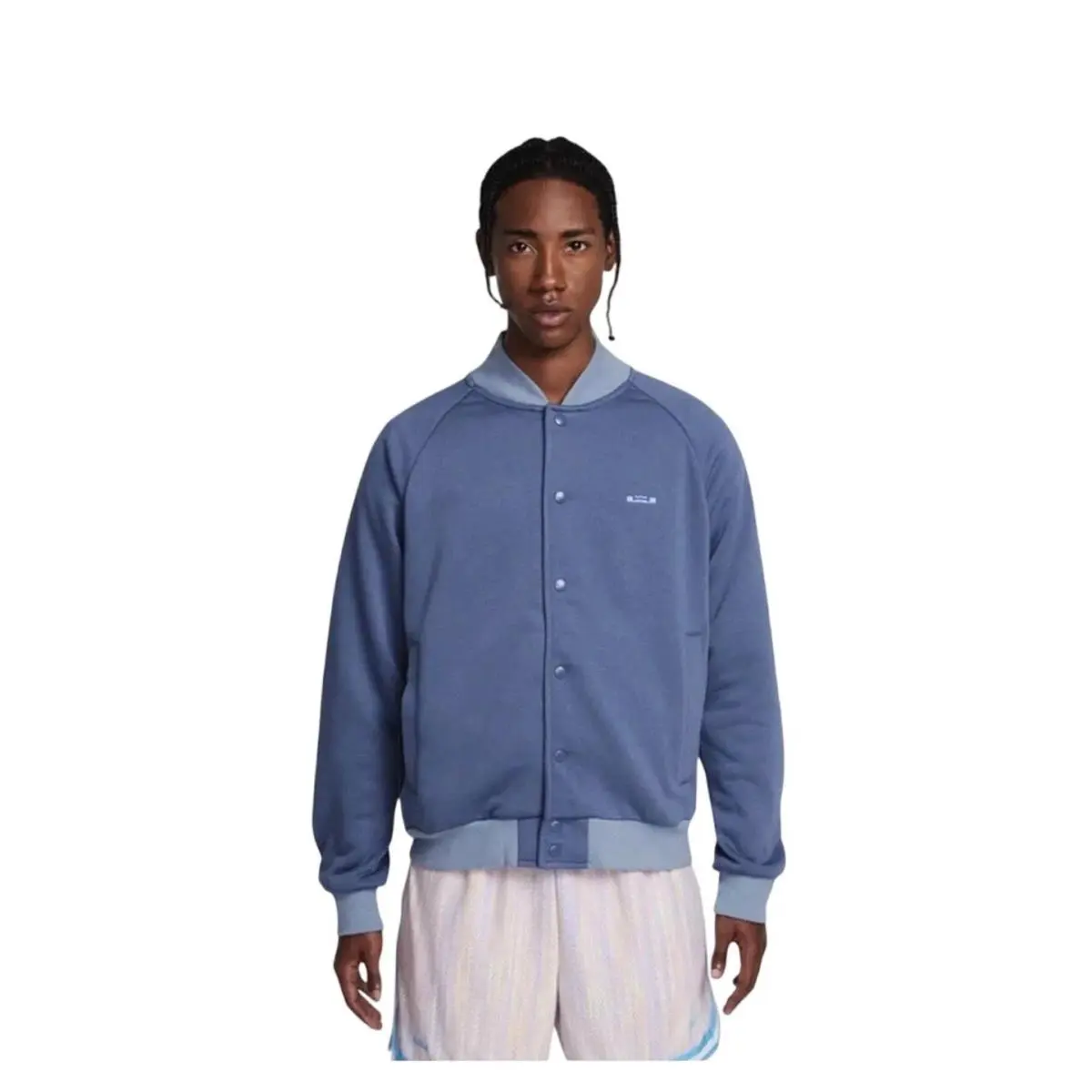 Nike Lebron Basketball Bomber Jacket Blue Men`s Large Snap Button