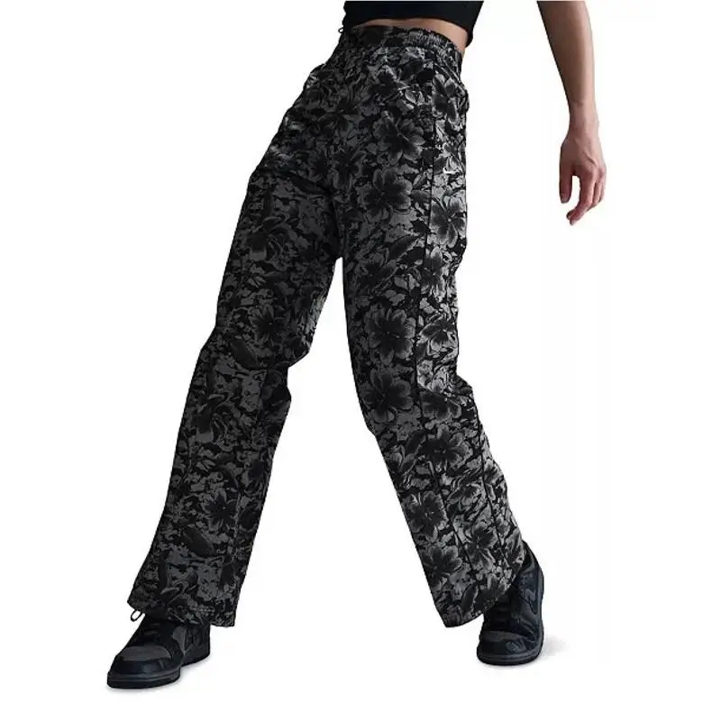 Nike Sportswear Women`s Floral Wide Leg Track Pants Black Gray XS