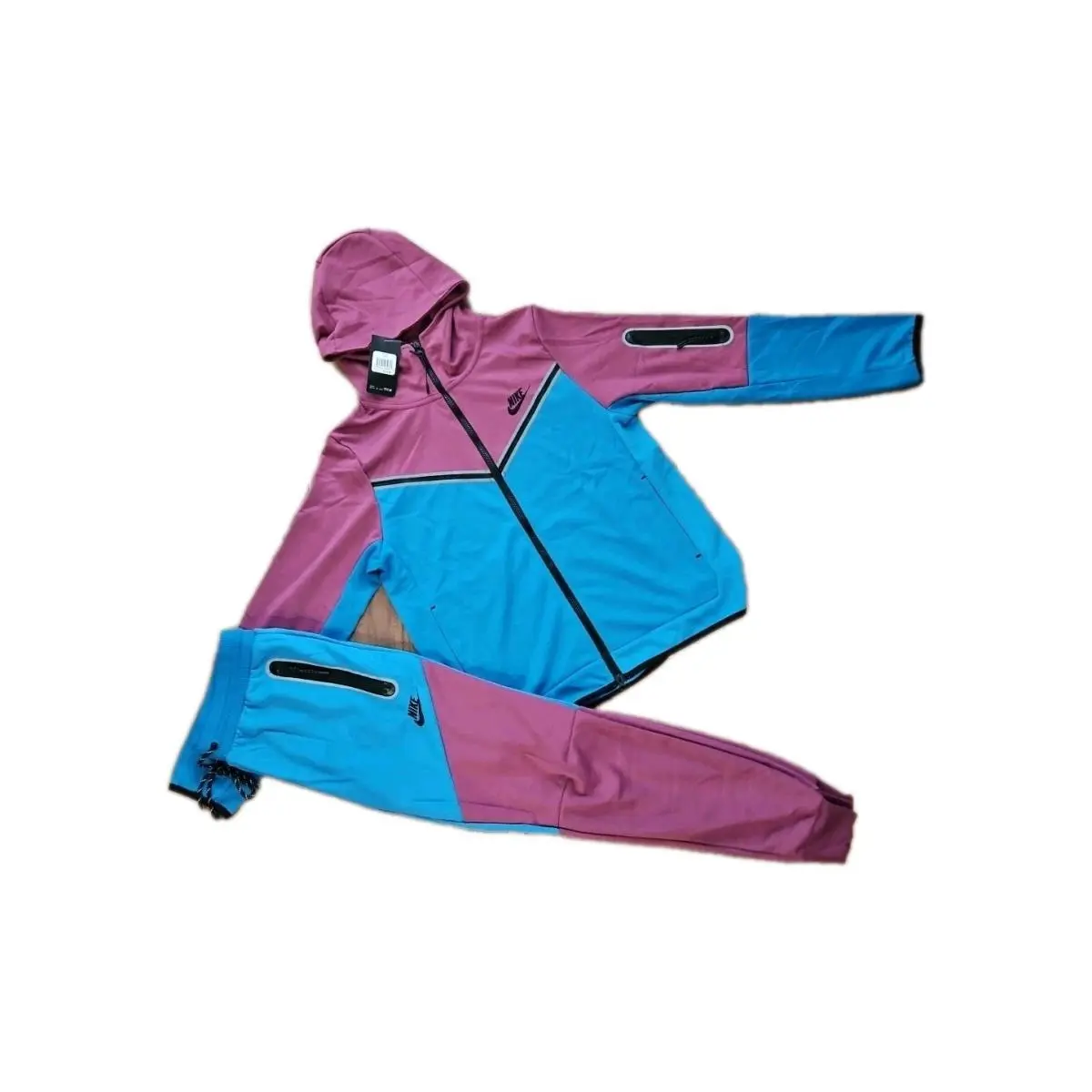 Nike Tech Cotton Sweat Suit Zip Up Hoodie Joggers Men`s Set Large Read