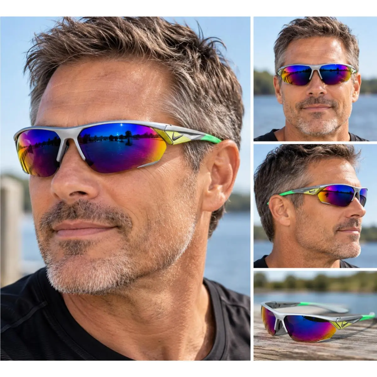 Nike Men`s Sunglasses Stratus E DC3407 011 Silver Volt 76mm Mirrored Lens