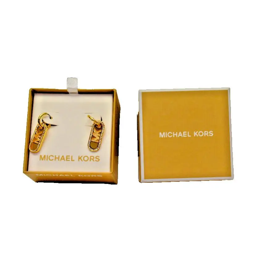 Michael Kors Pave Logo Drop Earrings Goldtone MKJX8030710