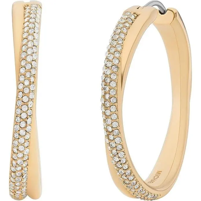 Michael Kors Stainless Steel MK Logo Hoop Earrings For Women