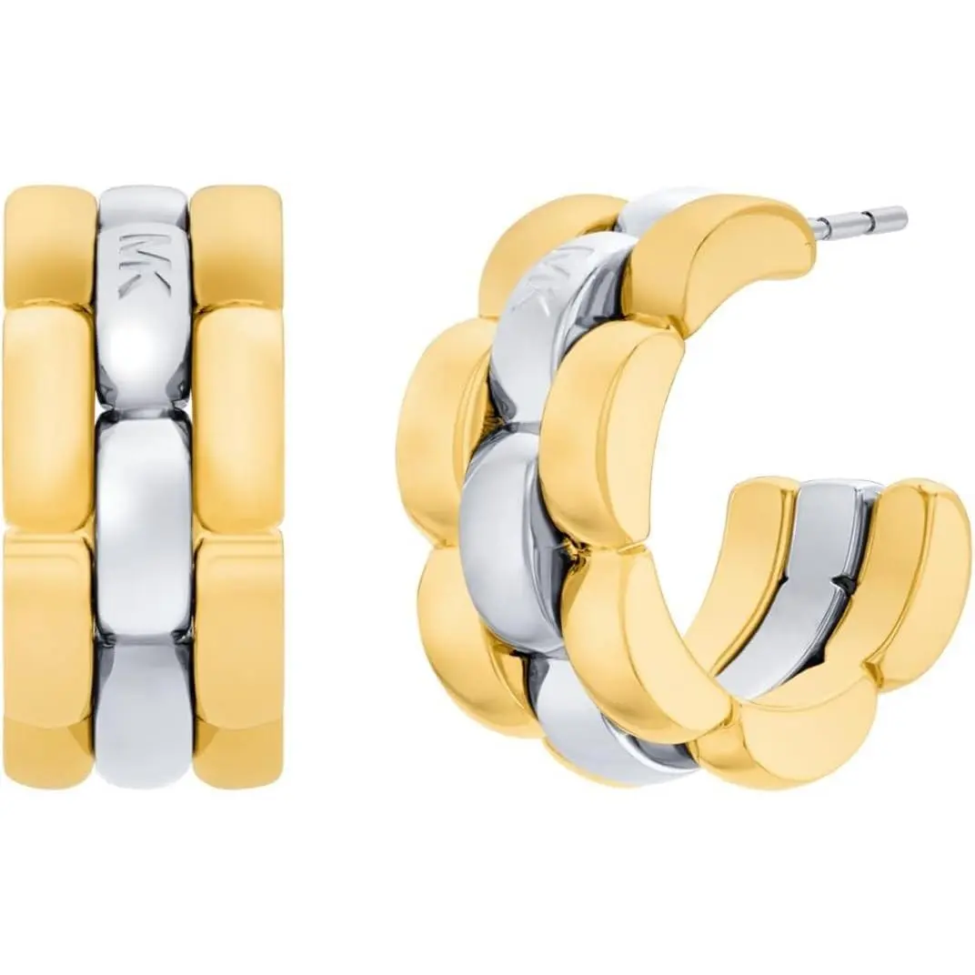 Michael Kors Women`s Two-tone Link Hoop Earrings