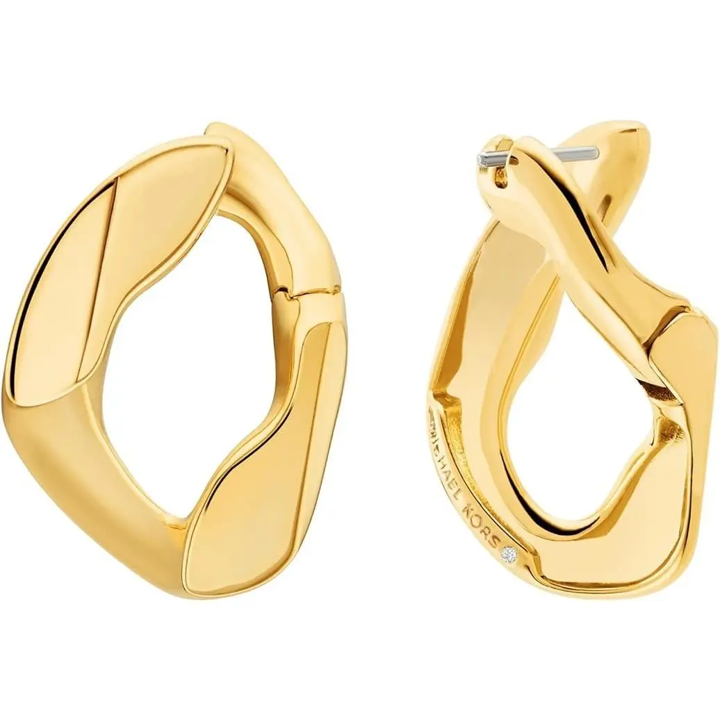 Michael Kors Stainless Steel MK Logo Hoop Earrings For Women