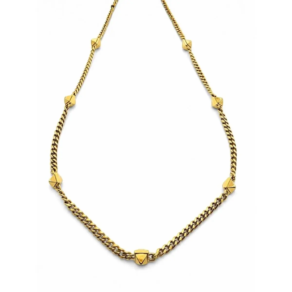 Michael Kors Golden Glam Rock Gold Tone Pyramid Stud Chain Necklace. Retail