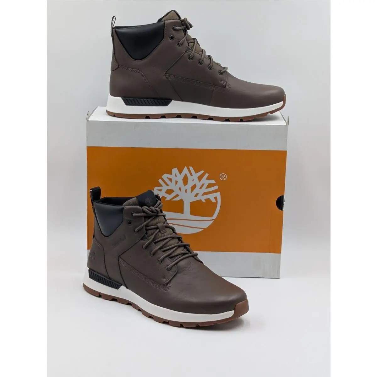Timberland Men`s Size 13 Killington Trekker Mid Lace Leather Sneaker Boots Brown