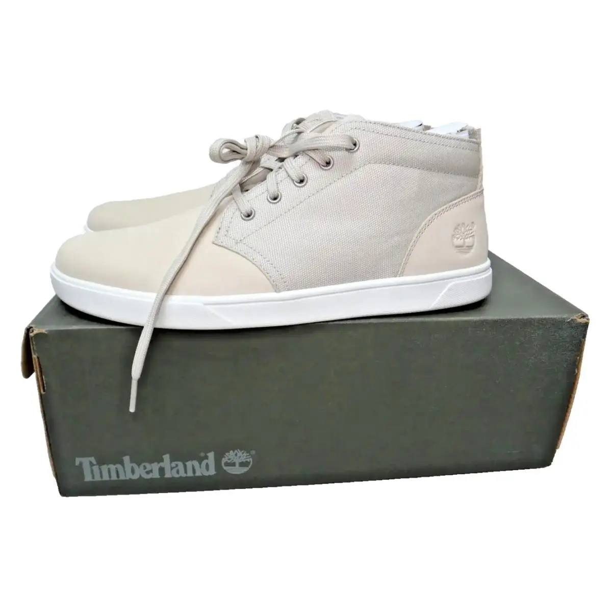 Timberland Groveton LT Chukka Men`s 12 Beige White Canvas Sneaker A1JN4