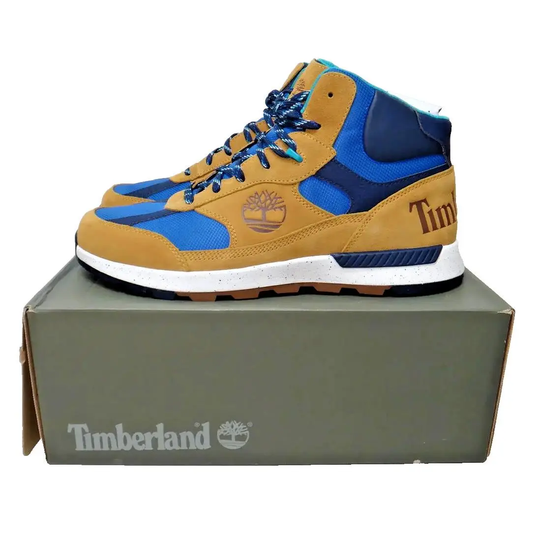 Timberland Field Trekker Mid Hiker Men`s 11 Wheat Blue Suede A27AW 231