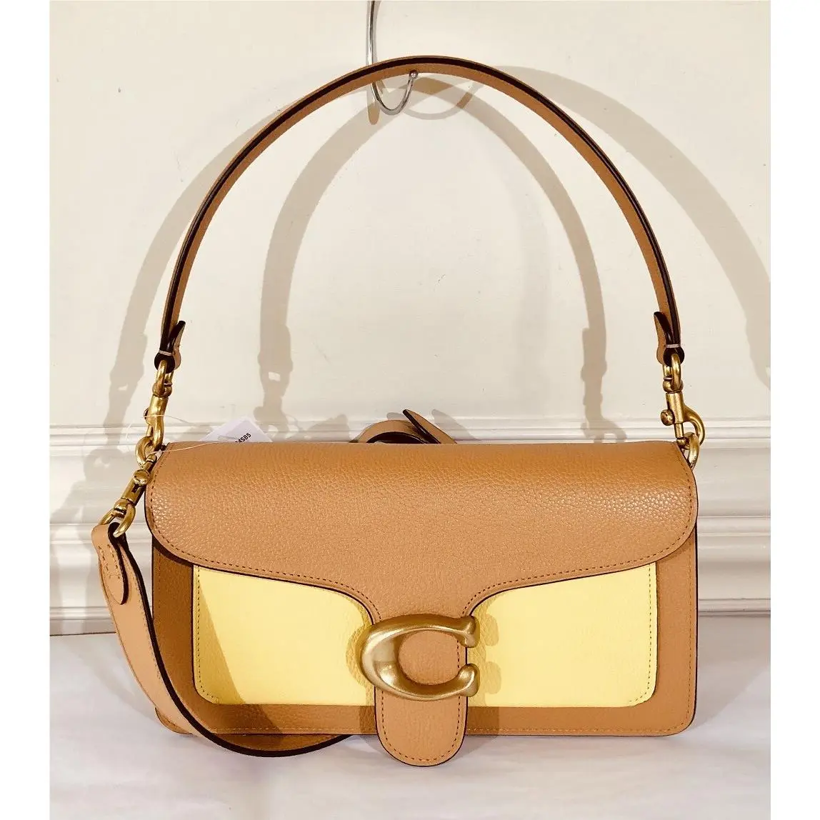 Coach Tabby Fold Colorblock Shoulder Bag Natural Yellow Multi