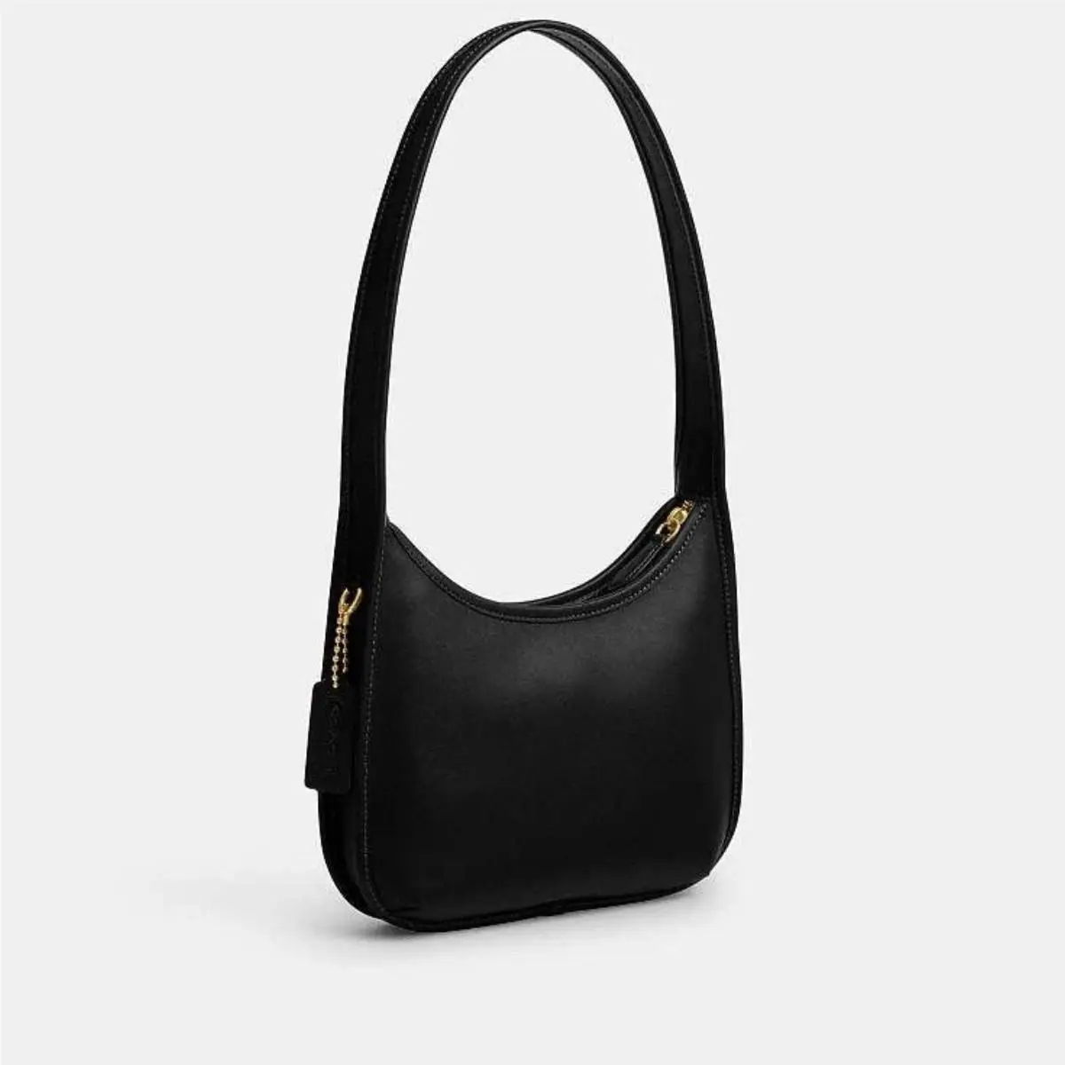 Coach Curve Zip Bag Womens One Size Black Leather Shoulder Strap Handbag GBO3634