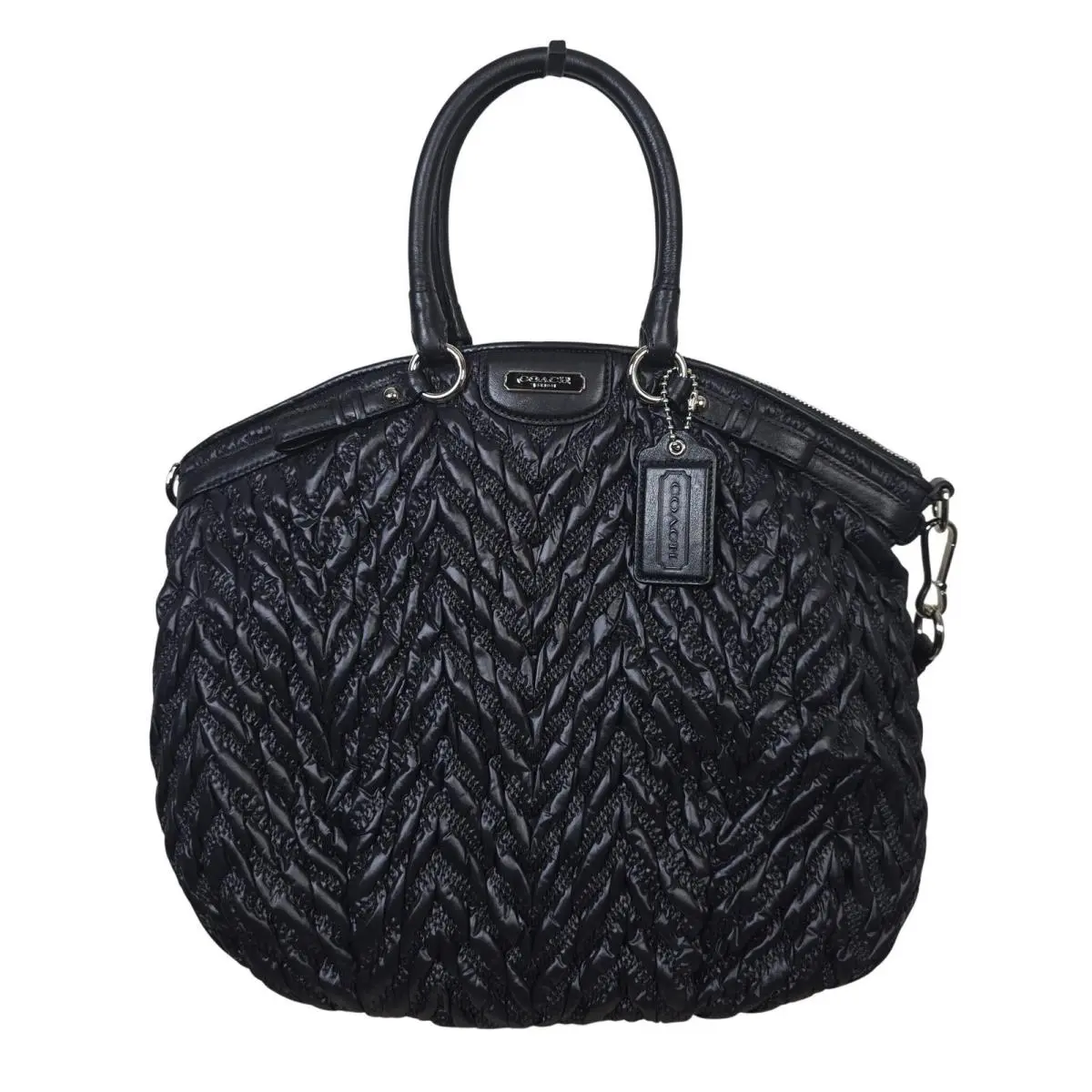 Coach Madison Nylon Lindsey Satchel Black Quilted Gathered Bag F18634