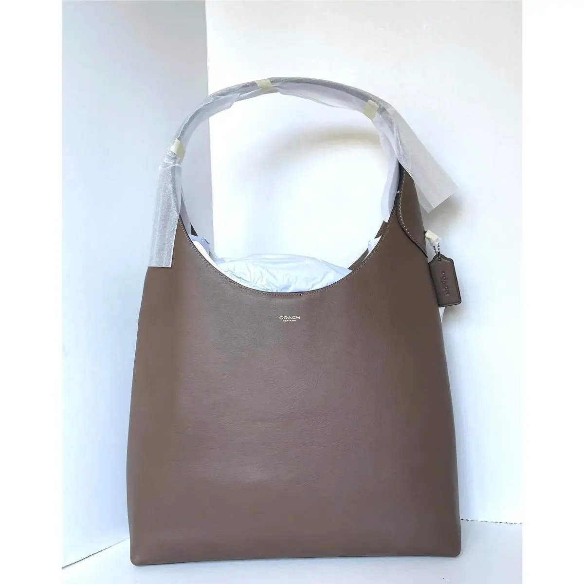 Coach Brooklyn 39 CU044 Dark Stone Leather Hobo Shoulder Bag