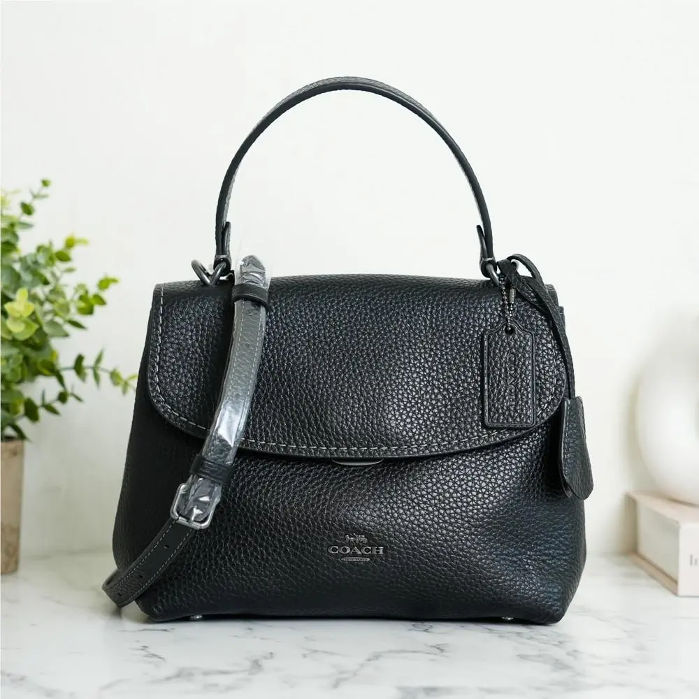 Coach CCE53 Emory Top Handle Bag Leather Crossbody in Gunmetal/black
