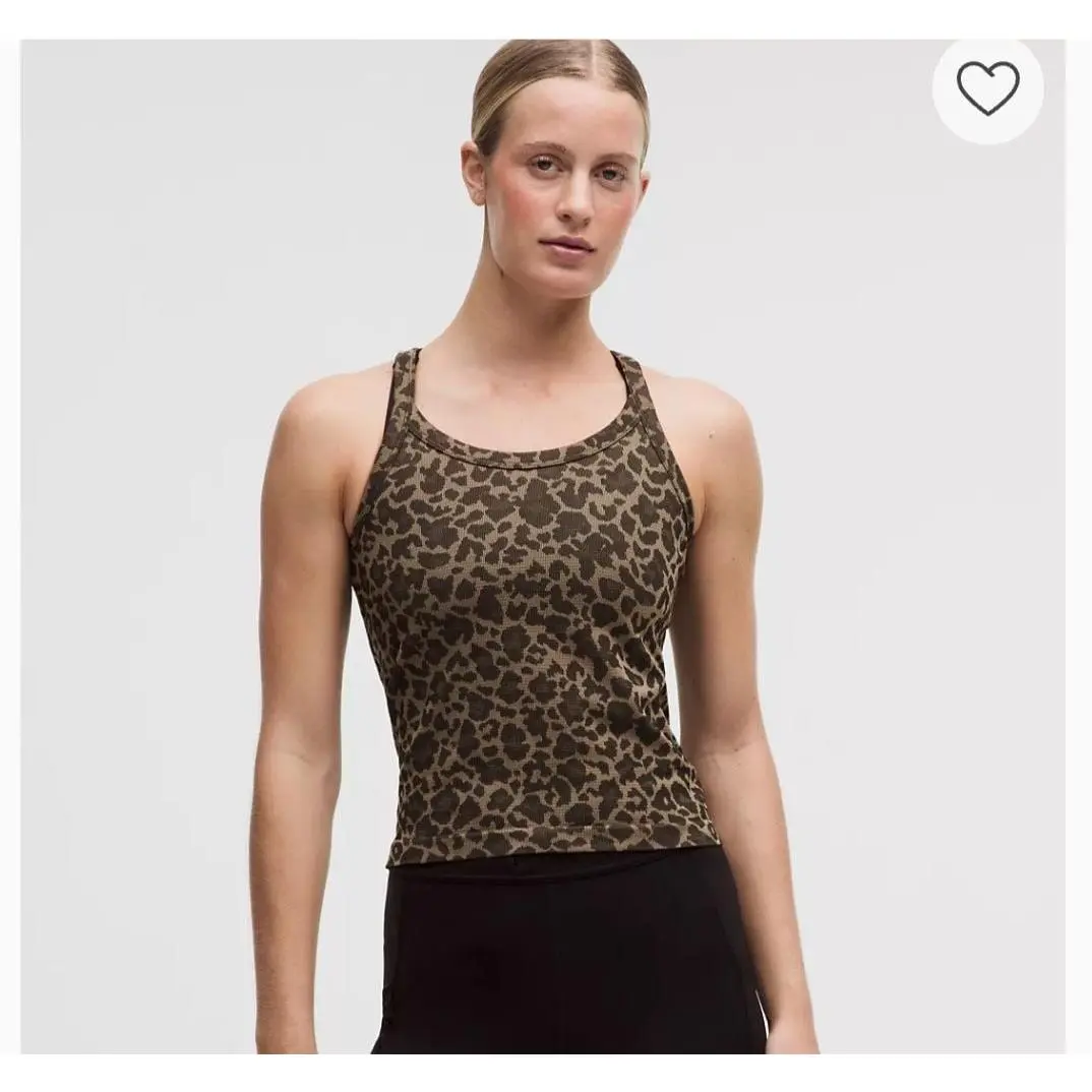 104 Lululemon Swiftly Cami Tank Size 12 True Leopard Chino/night Brown Sold