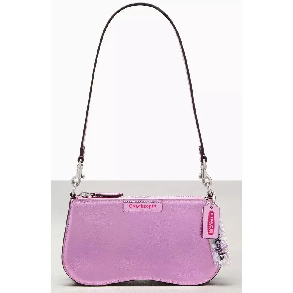 Coach Small Wavy Shoulder Bag - CU873 Metallic Pink Coachtopia Leather