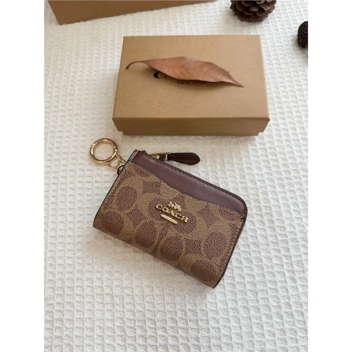 Coach C8275 Signature Canvas Small Zip Wallet Brown
