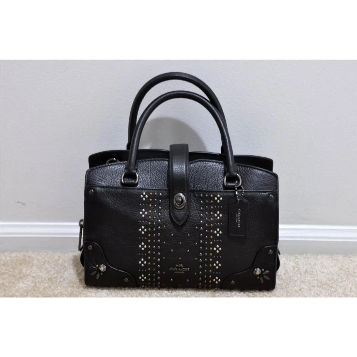 Coach Mercer Satchel 24 in Grain Leather with Bandana Rivets 55634