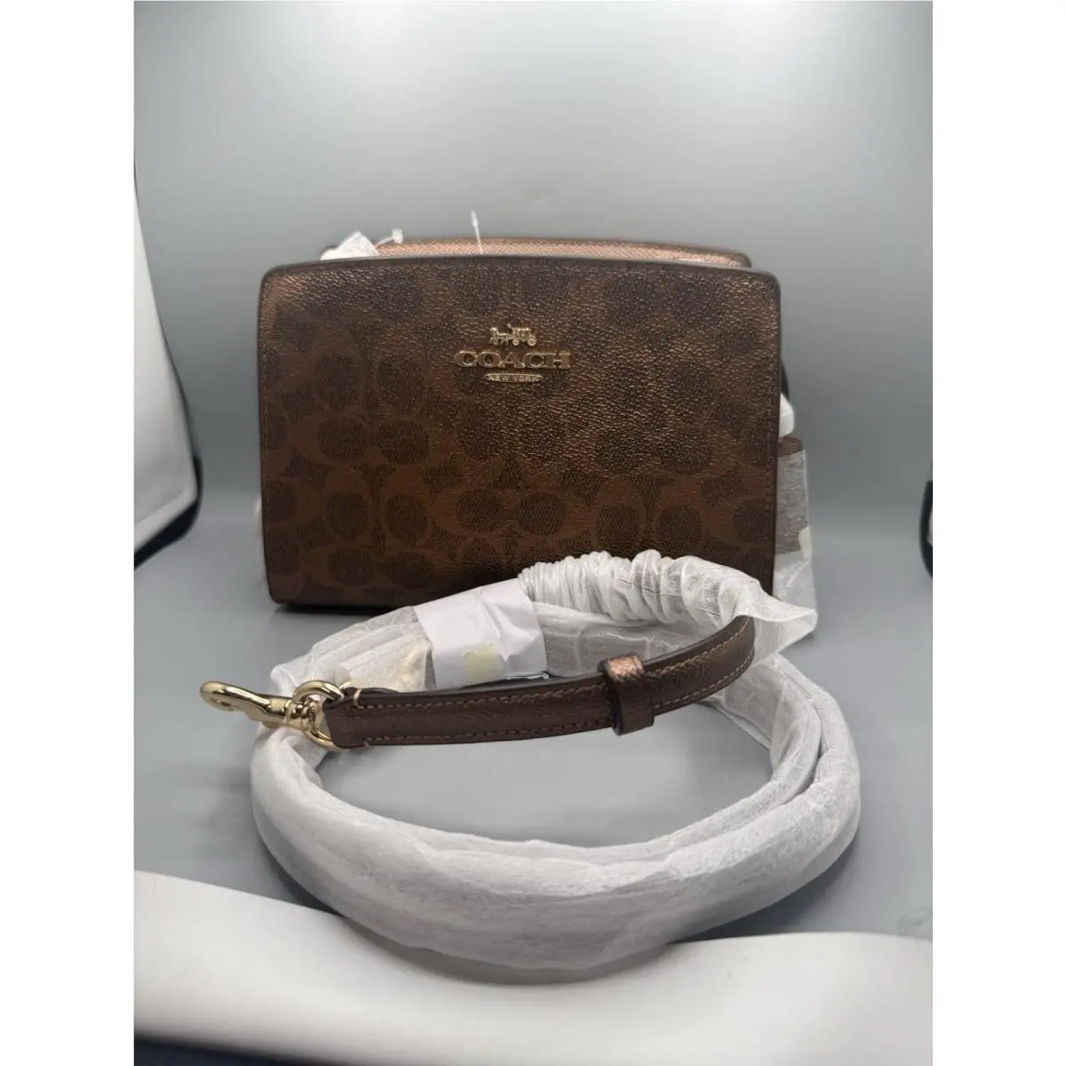 Coach Gia CCK70 Crossbody Bag Brown Copper Metallic Signature Canvas