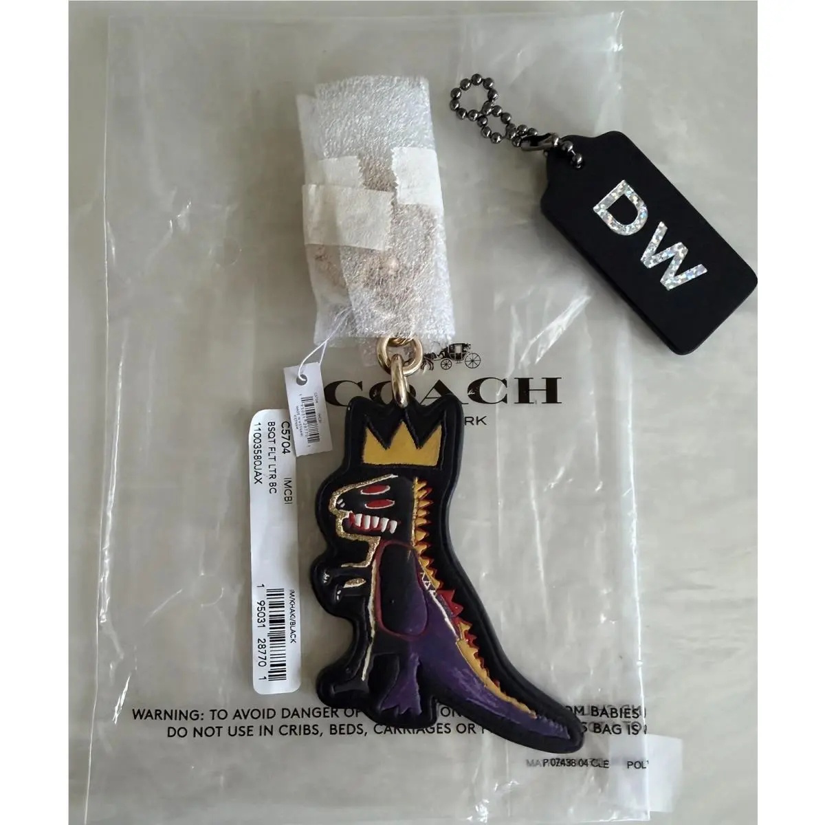 Coach X Basquiat Rexy Black Signature Bag Charm / Fob C5704