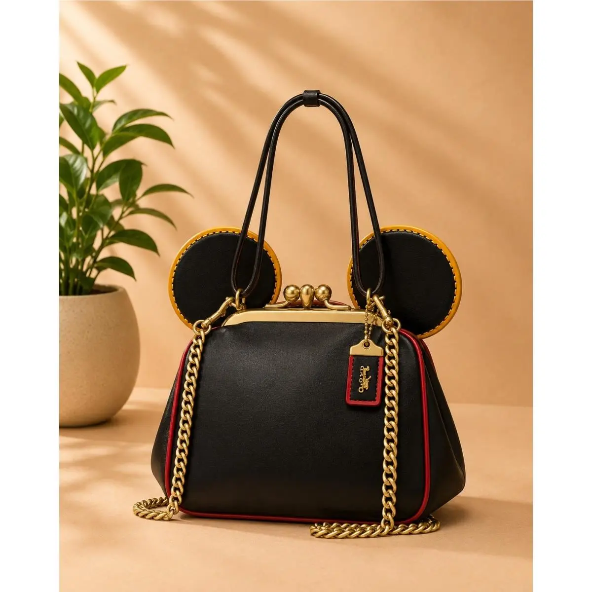Coach X Mickey Keith Haring Kisslock Bag Black Multi One Size - Black, Exterior: Black