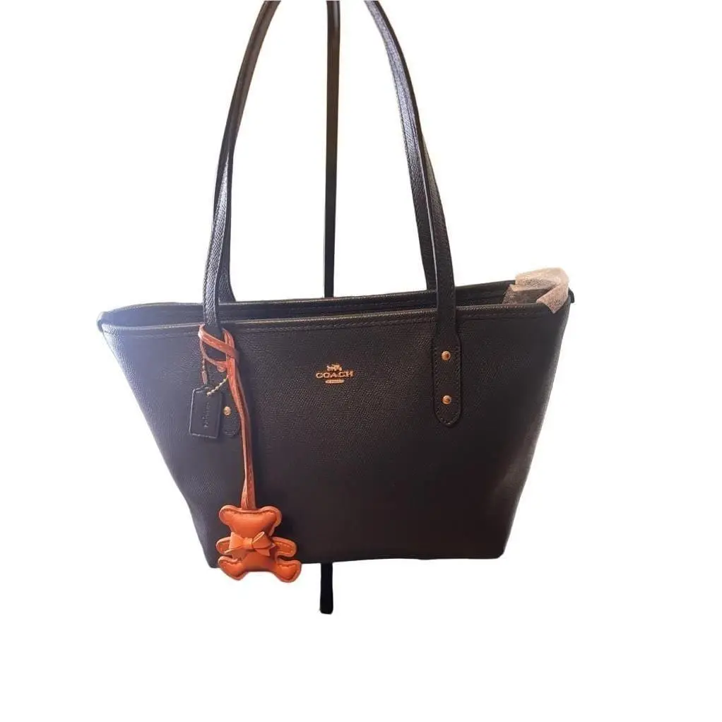 Coach Crossgrain Leather City Zip Tote Handbag Midnight Blue