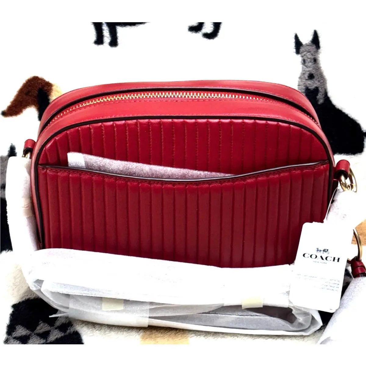 Coach Jasper Red Quilted Napa Leather Camera Shoulder Crossbody Bag 31014