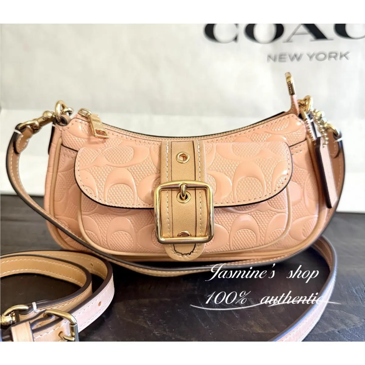 Coach Ashton Mini Shoulder Bag In Signature Leather Faded Blush/gold CEN11