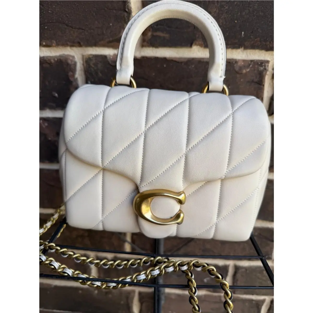 Coach Tabby Top Handle Bag with Quilting Chalk Crossbody Small Satchel