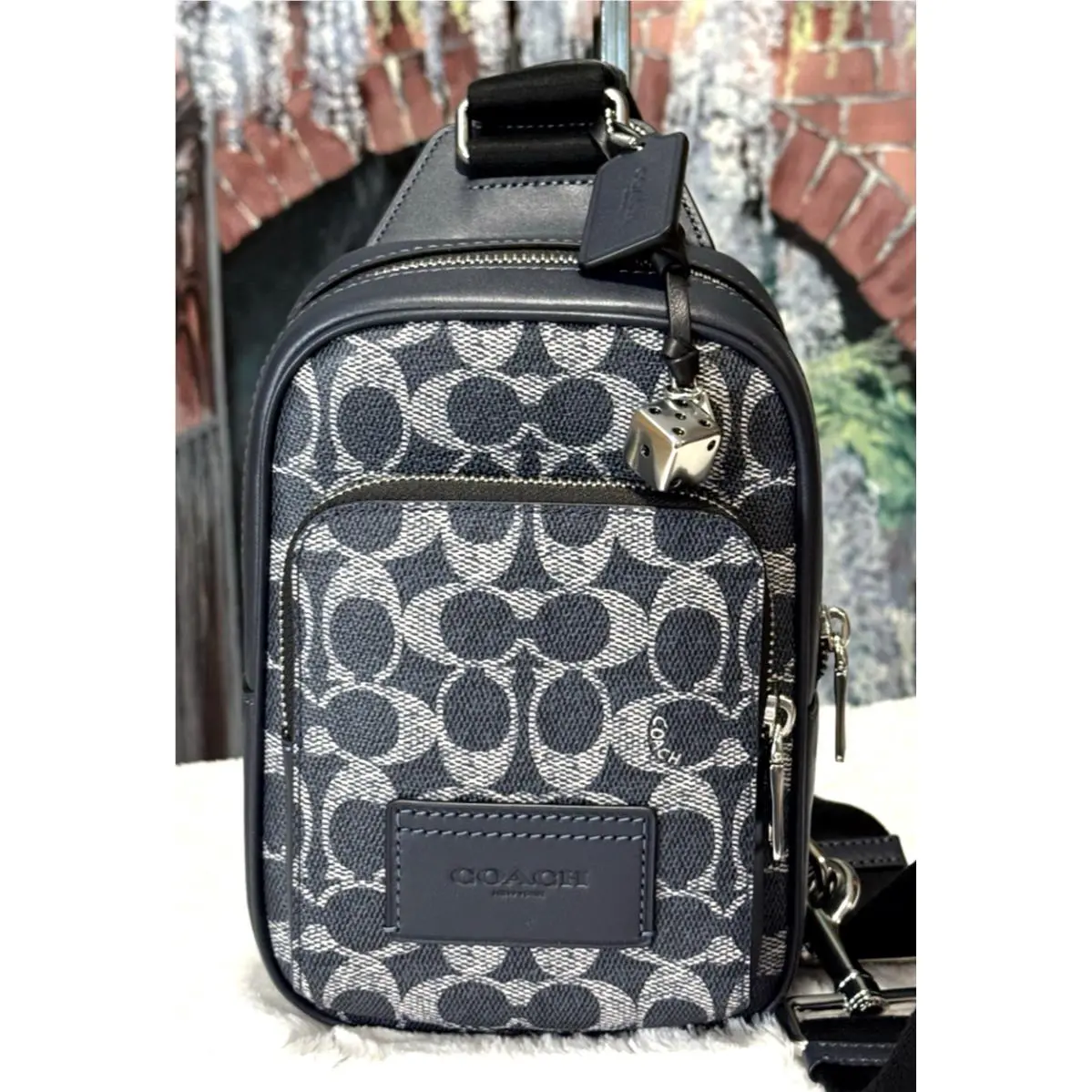Coach Racer CEB27 Sling Pack Messenger Crossbody Bag In Denim Chalk Sig C