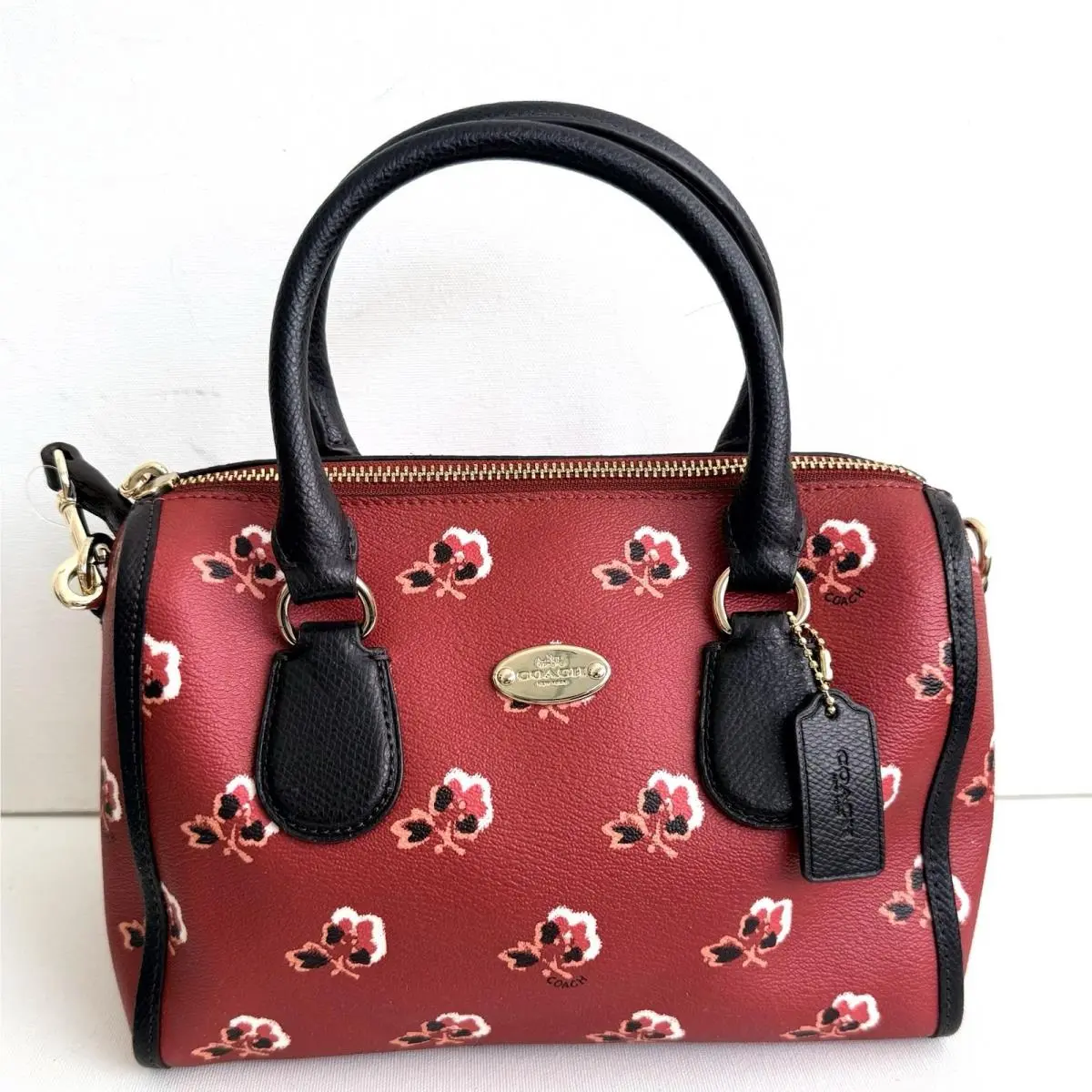 Coach Mini Bennett Satchel Purse Bag Bramble Rose Coated Canvas 36203