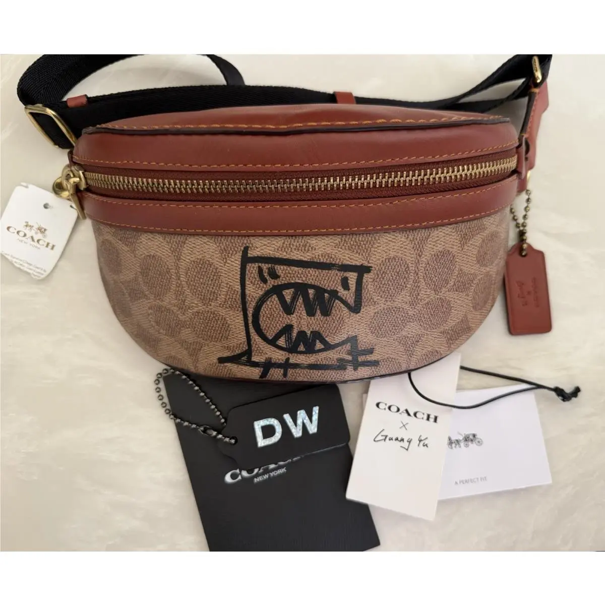 Coach Rexy BY Guang YU Tan/rust Signature Canvas / Leather Belt Bag 73939