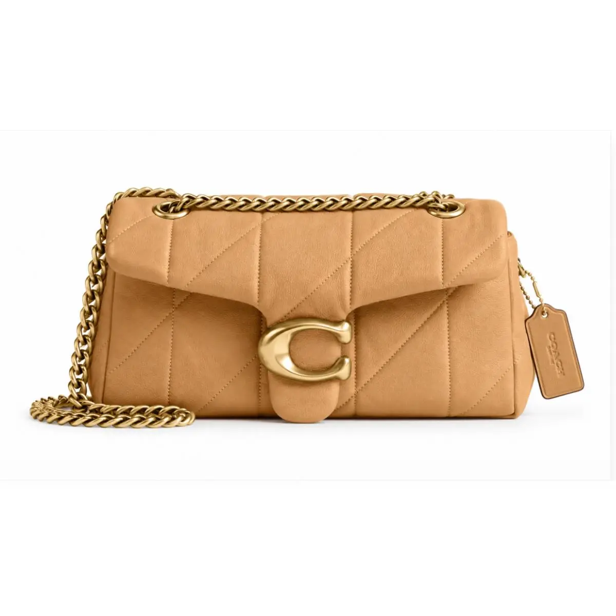 Coach Soft Quilted Tabby Shoulder Bag 26 Biscuit Leather Brass