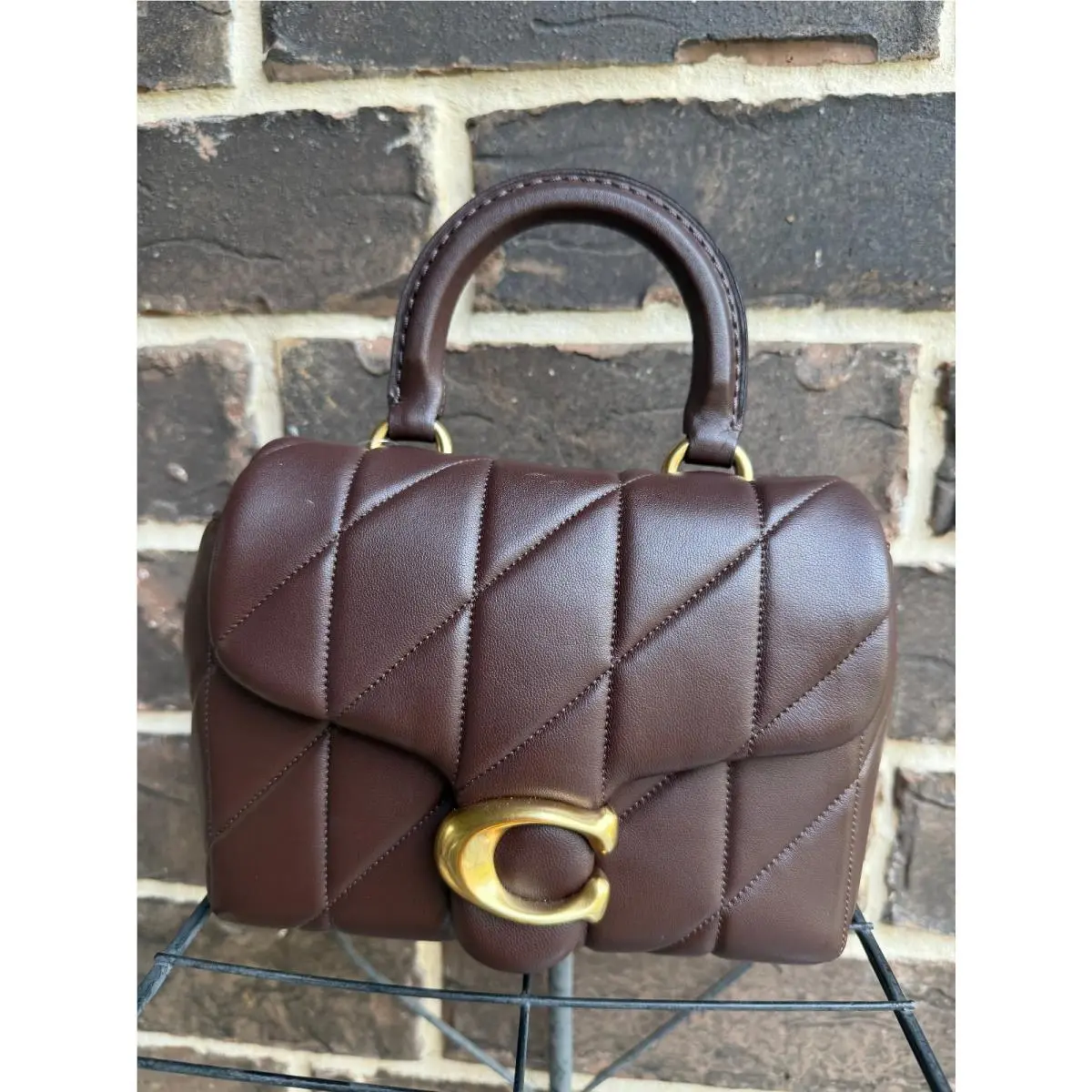 Coach Tabby Top Handle Small Satchel Crossbody Leather Maple Brown