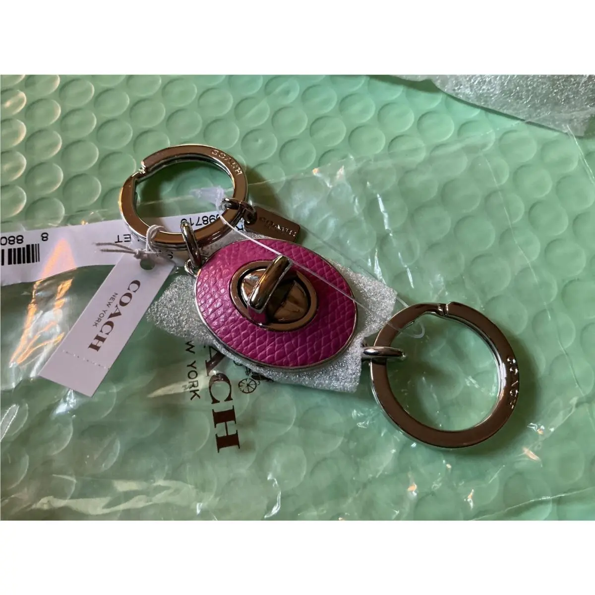 Vintage Coach Bridge Inlay Turn Lock Valet Key Chain F63363