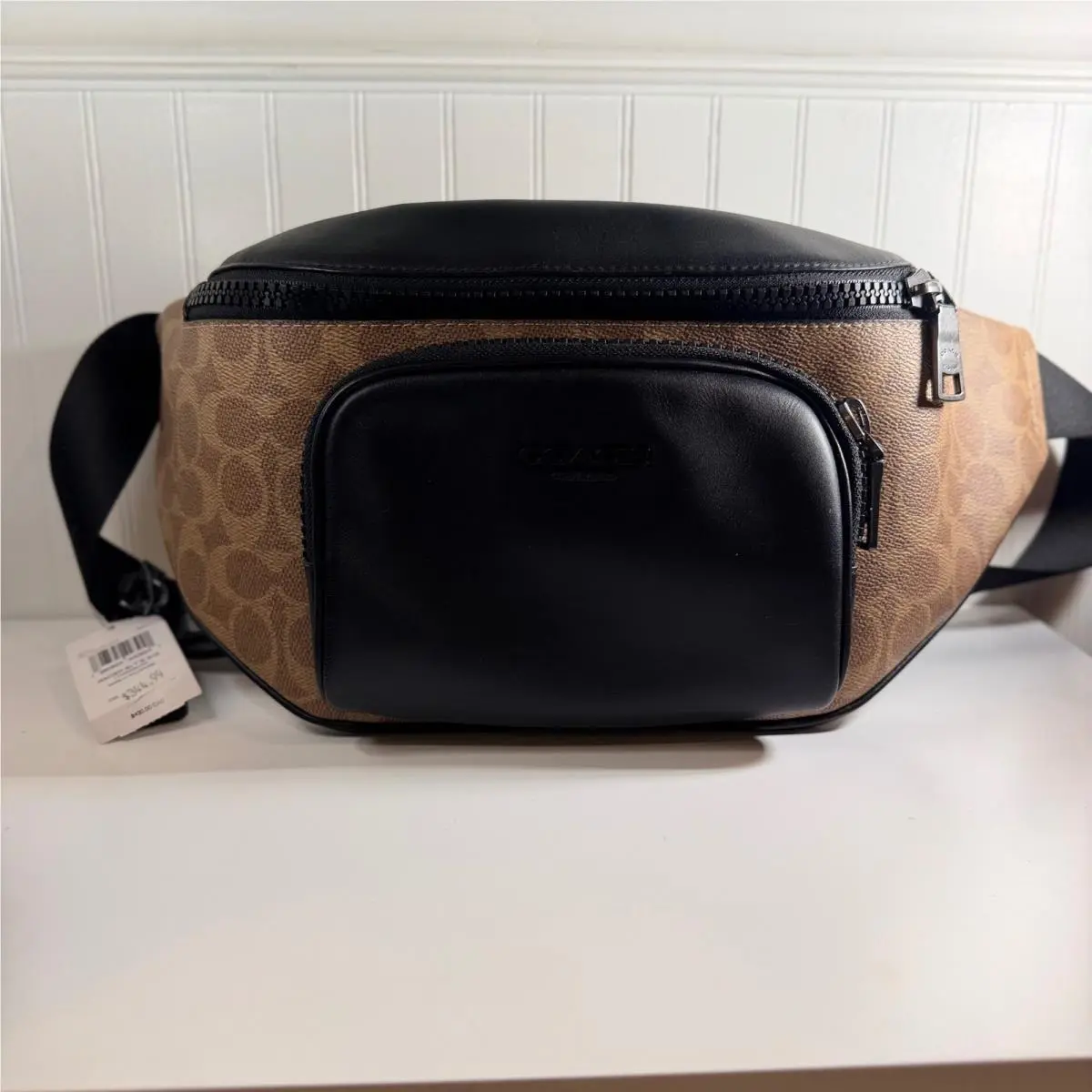 Coach CT714 Racer Belt Bag Tan Black Signature Canvas Leather