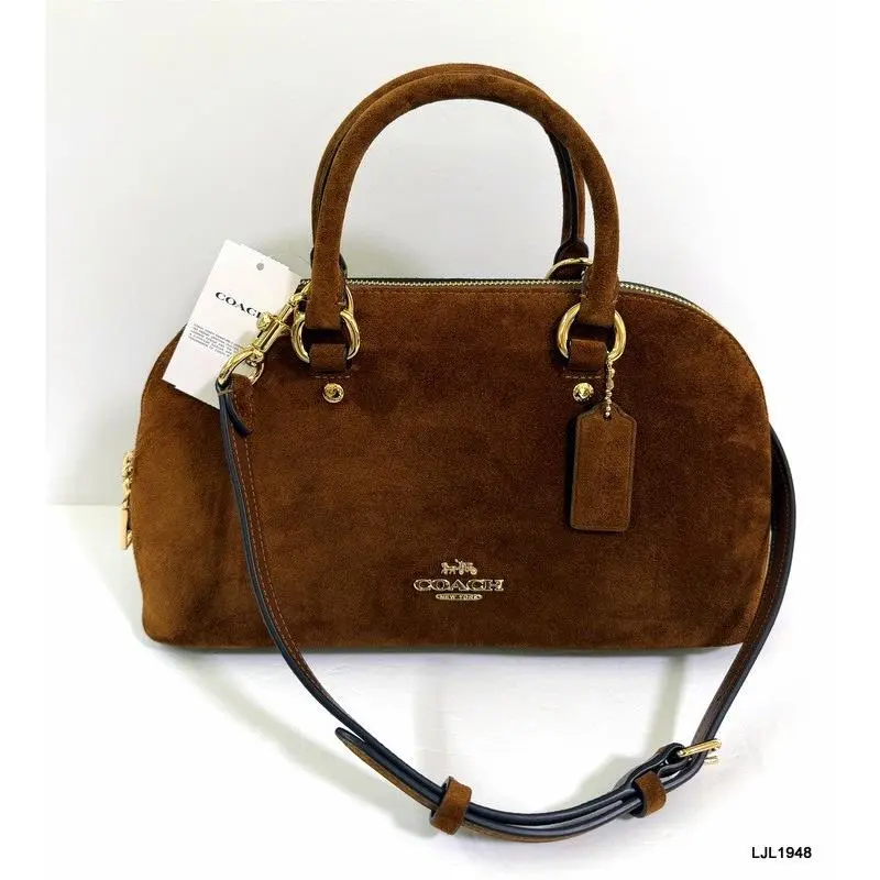 Coach Lara Suede Satchel Bag Warm Brown CET43