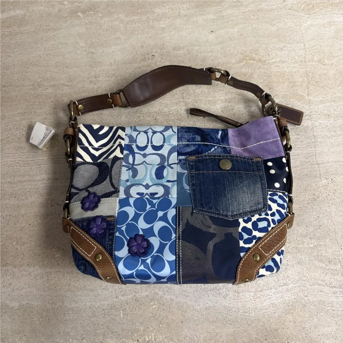 Coach Y2K Patchwork Blue Shoulder Bag Denim