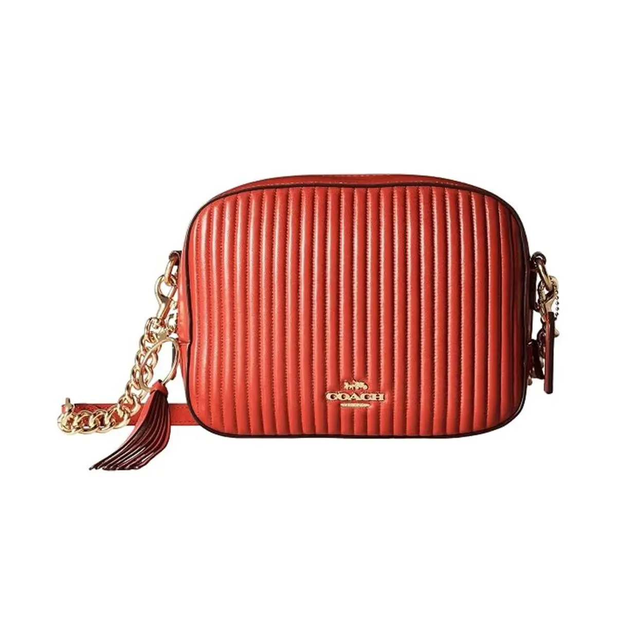Camera Bag Quilting Li Jasper Handbag Leather Zip Bag Red Gold Purse by Coach