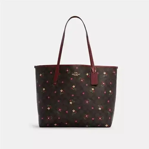 Coach City Tote Bag in Signature Canvas with Heart Petal Print