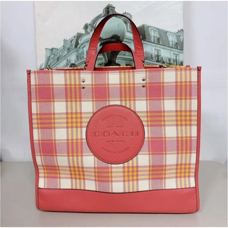 Coach C8200 Dempsey Tote 40 Garden Plaid Taffy Multi