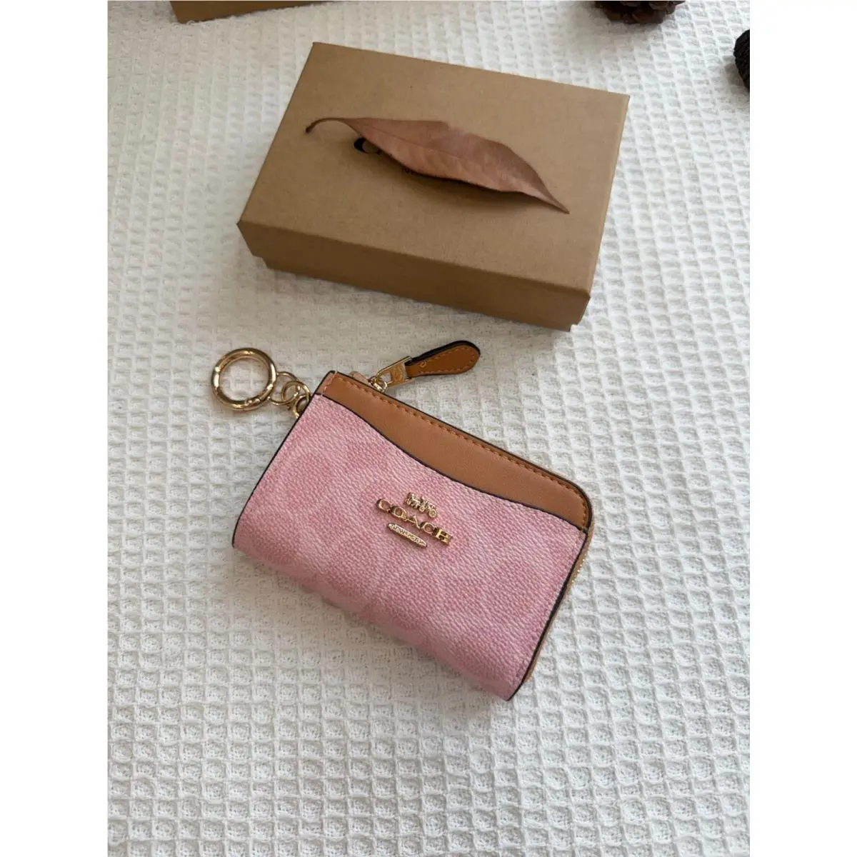 Coach C8275 Signature Cherry Print Small Zip Wallet Pink