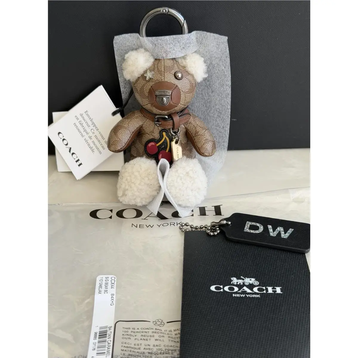 Coach Cherries Signature Shearling Bear Charm Tan/caramel CCX44