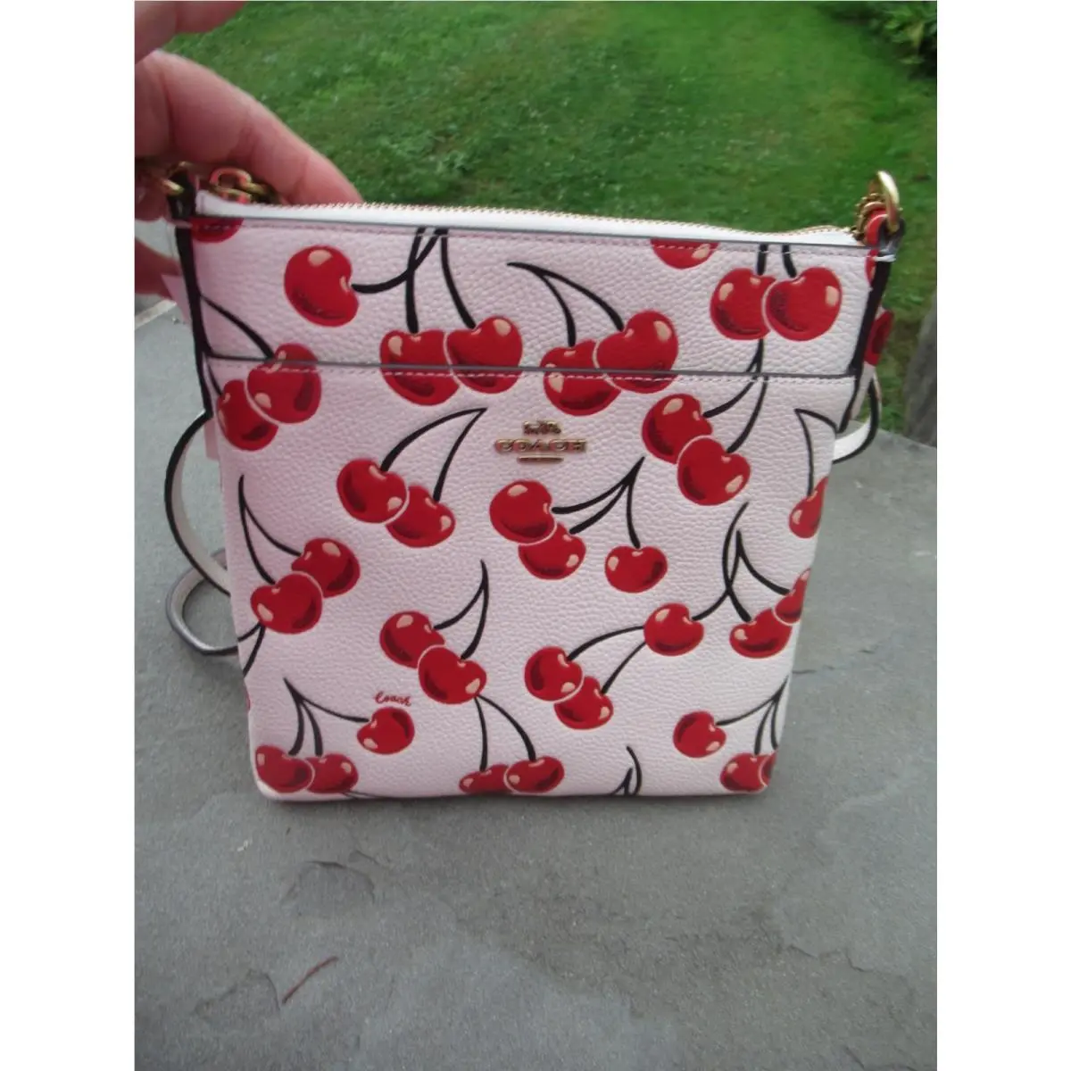 Coach Kitt Cherries Messenger Crossbody Bag- Red White Black- CA812